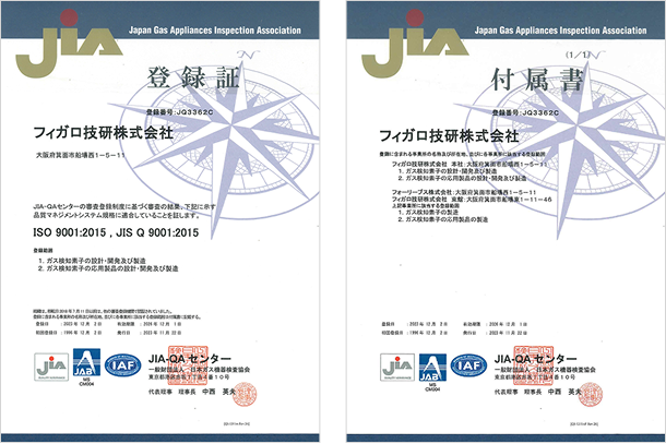 ISO9001登録証・付属書