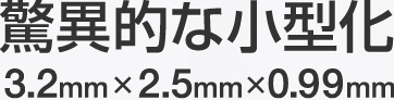 驚異的な小型化
3.2mm×2.5mm×0.99mm